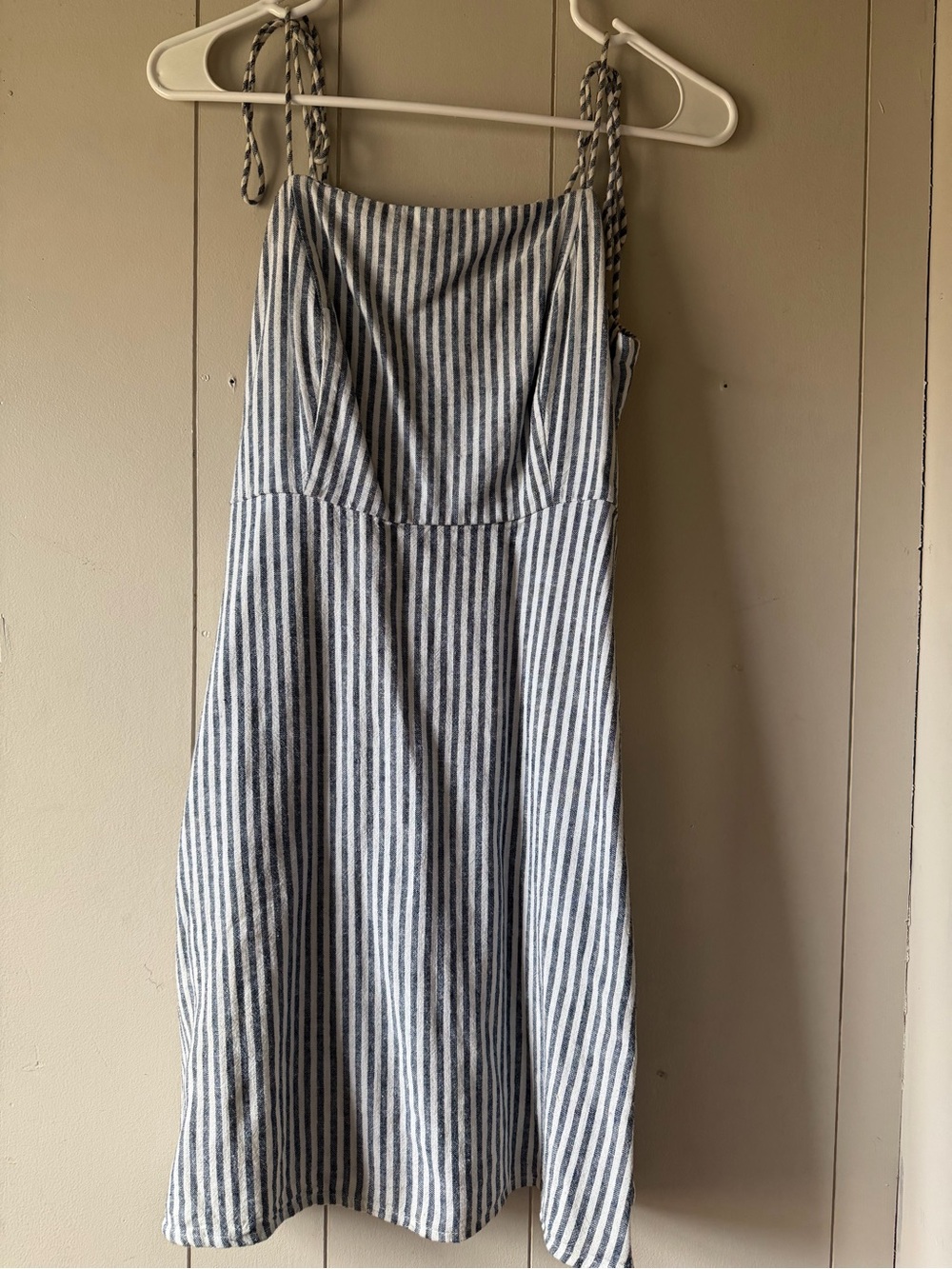 Old Navy Blue and White Striped Tie-Shoulder Midi Dress